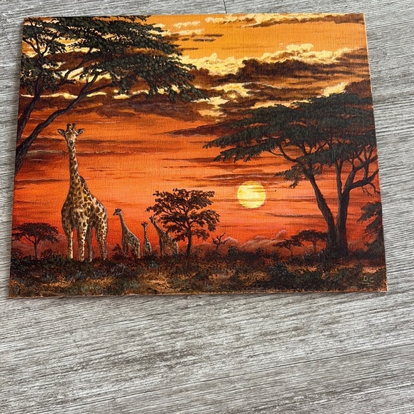 Sunset Giraffe Oil painted Canvas Art  perfect for nursery or kids bedroom. - Picture 1 of 5